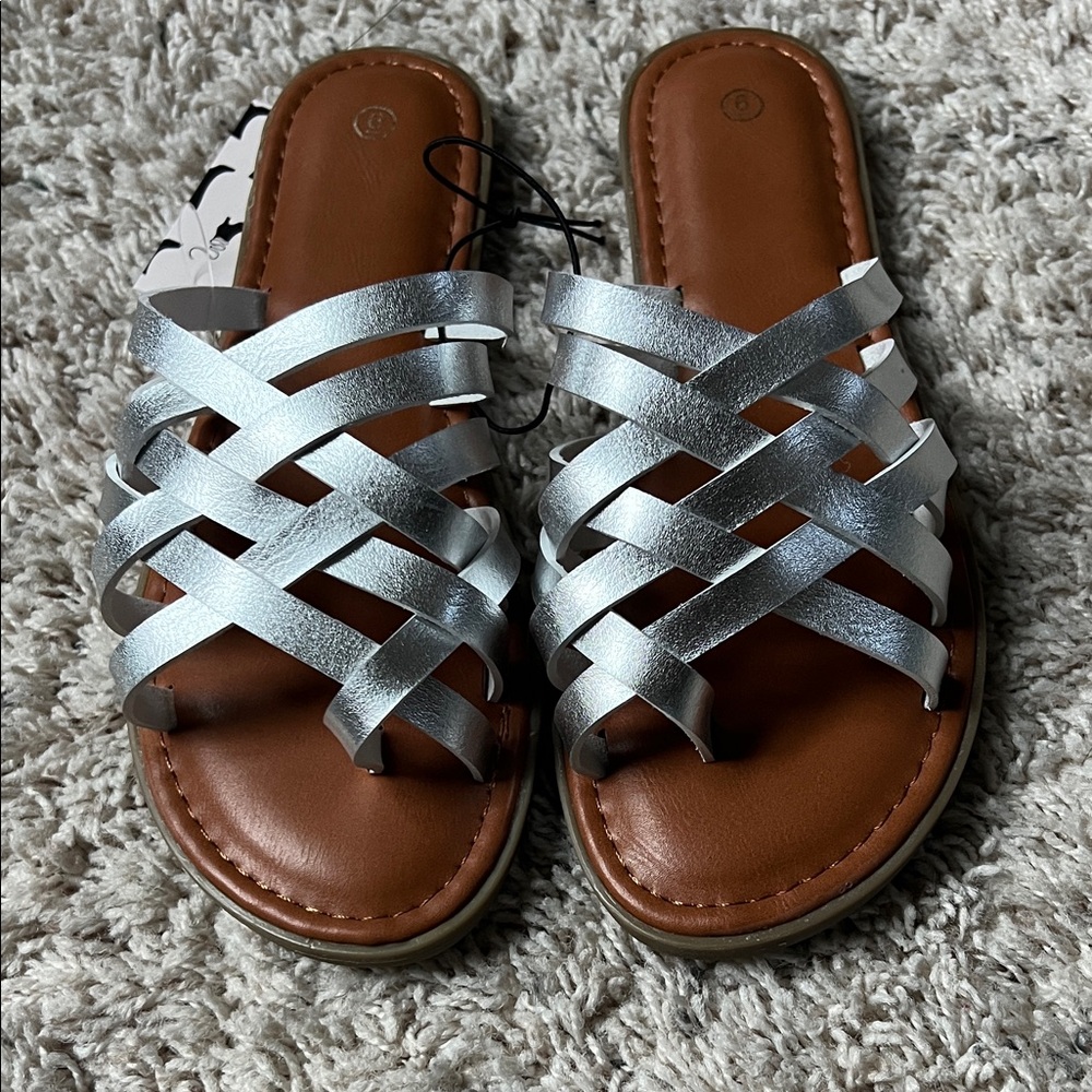 Silver Strappy Women's Sandals